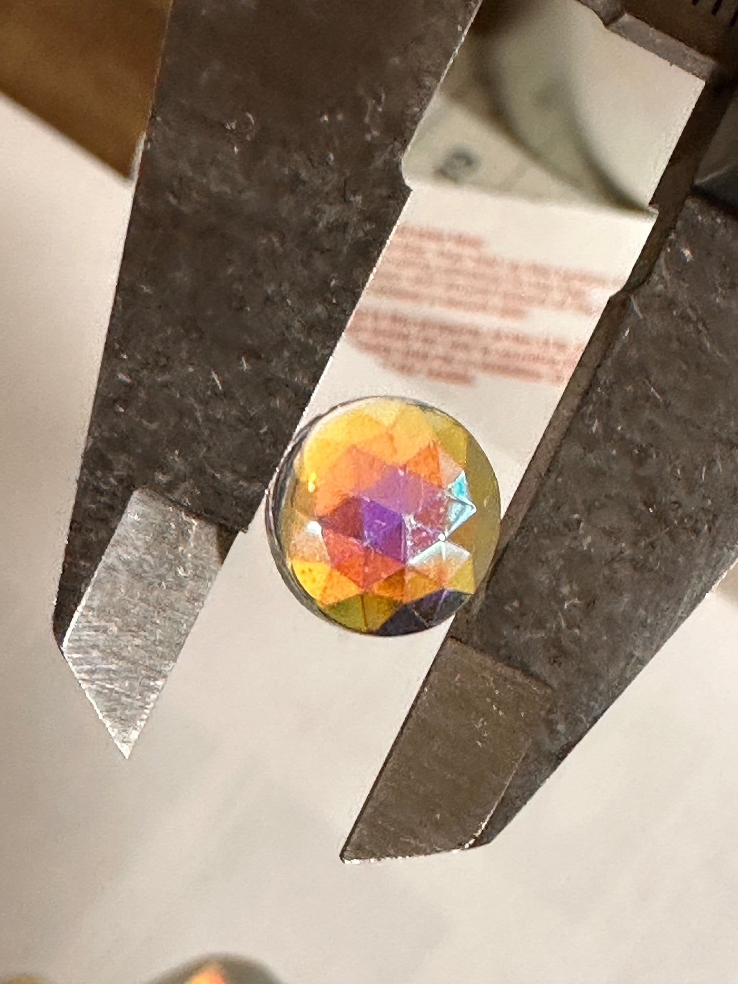 11mm Jewel - Round Faceted Trichroic Irid - Instock to Quickly Ship