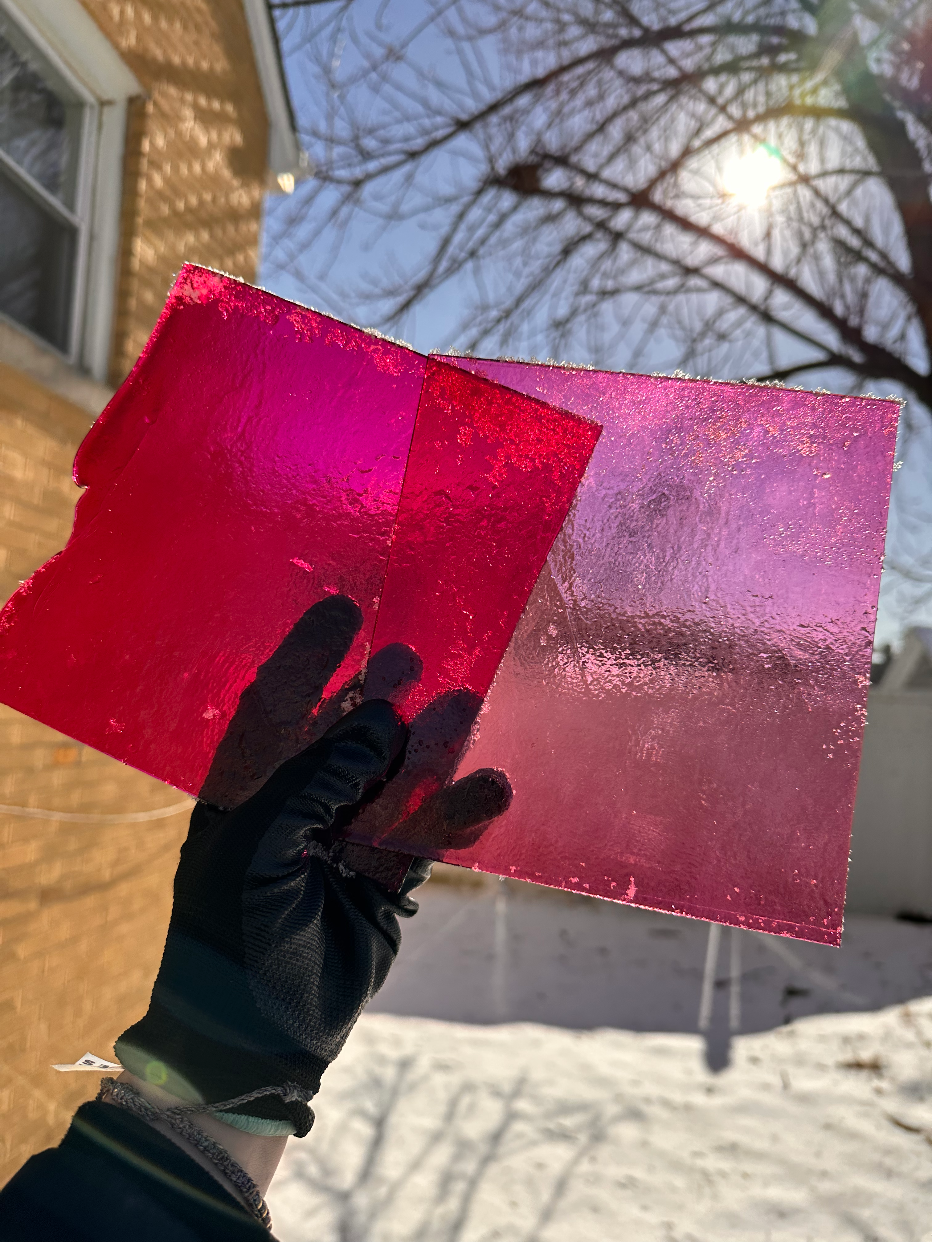 Bullseye Glass - Light Fuchsia Pink Transparent Rainbow Iridescent- 12 –  The Sprouted Plate