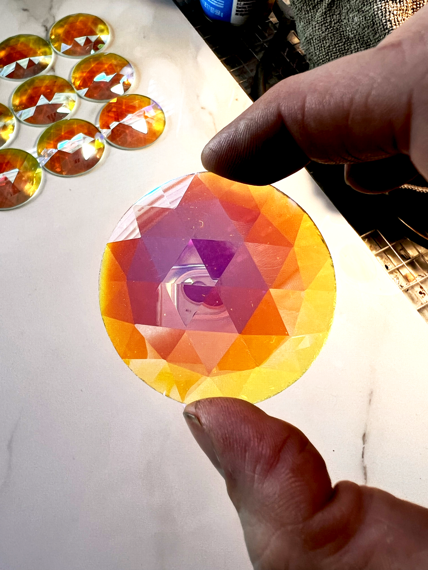 NEW SIZES! Trichroic & Irid Coated Faceted Round Jewels - Clear