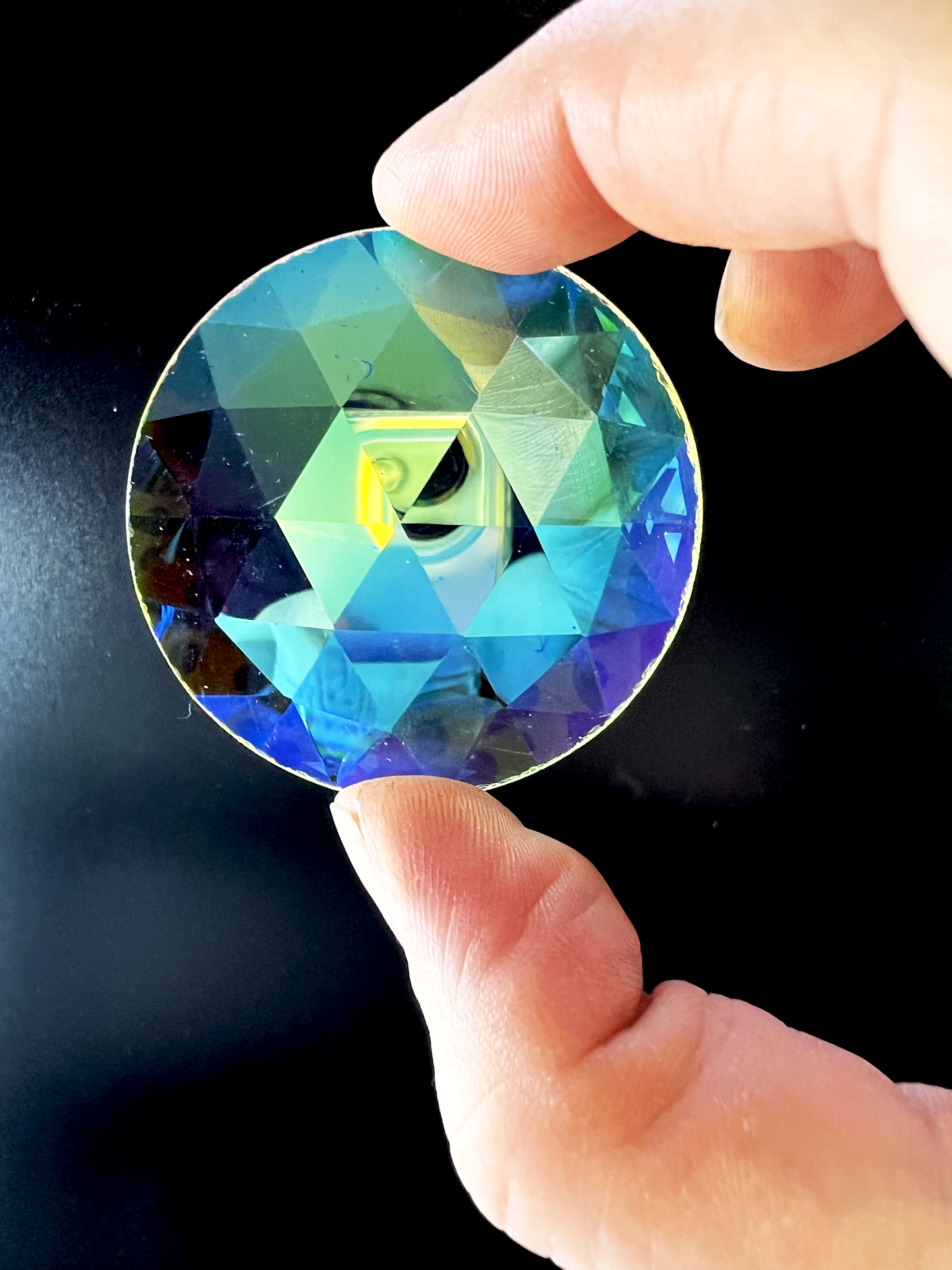 NEW SIZES! Trichroic & Irid Coated Faceted Round Jewels - Clear