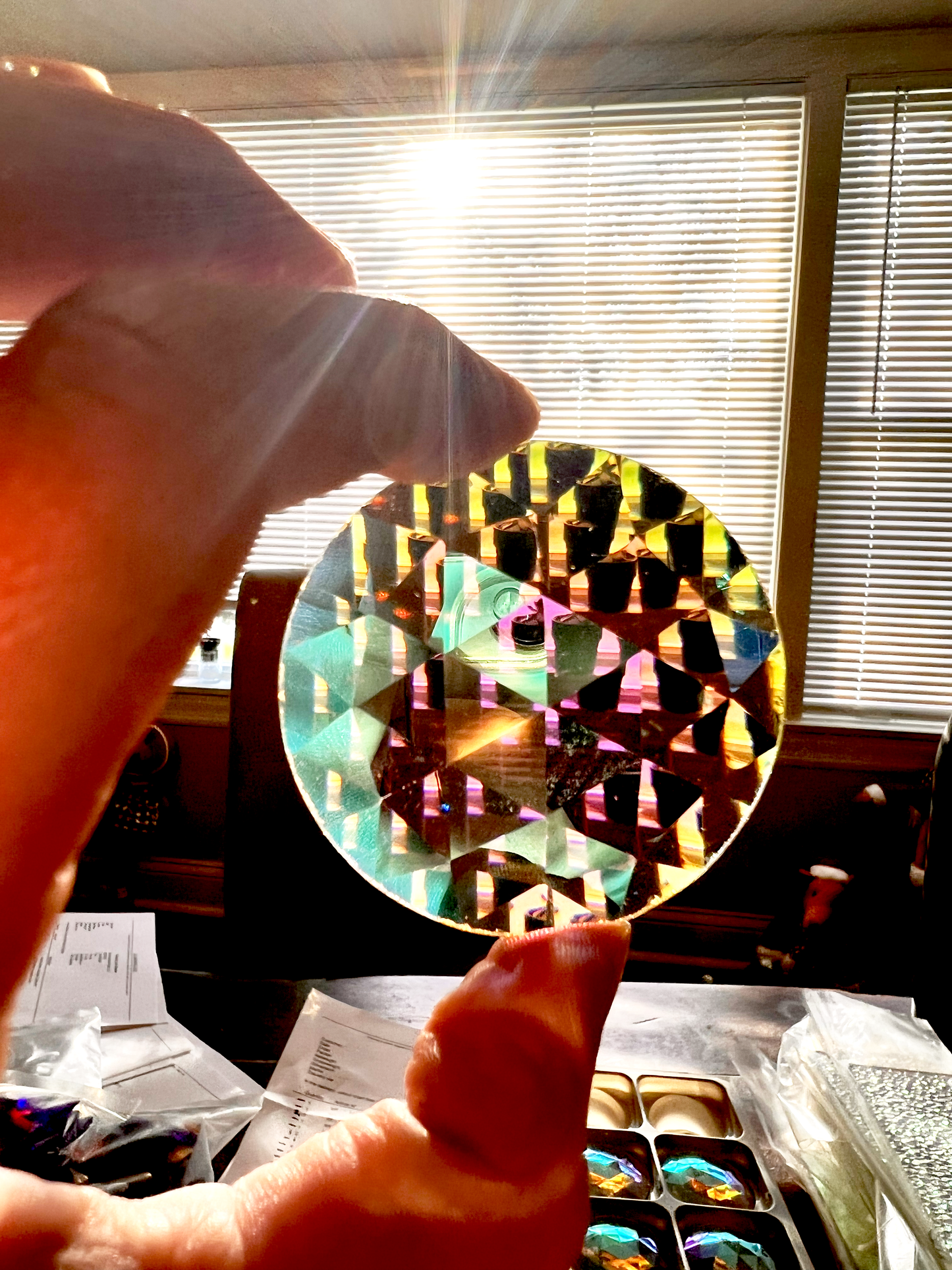 NEW SIZES! Trichroic & Irid Coated Faceted Round Jewels - Clear