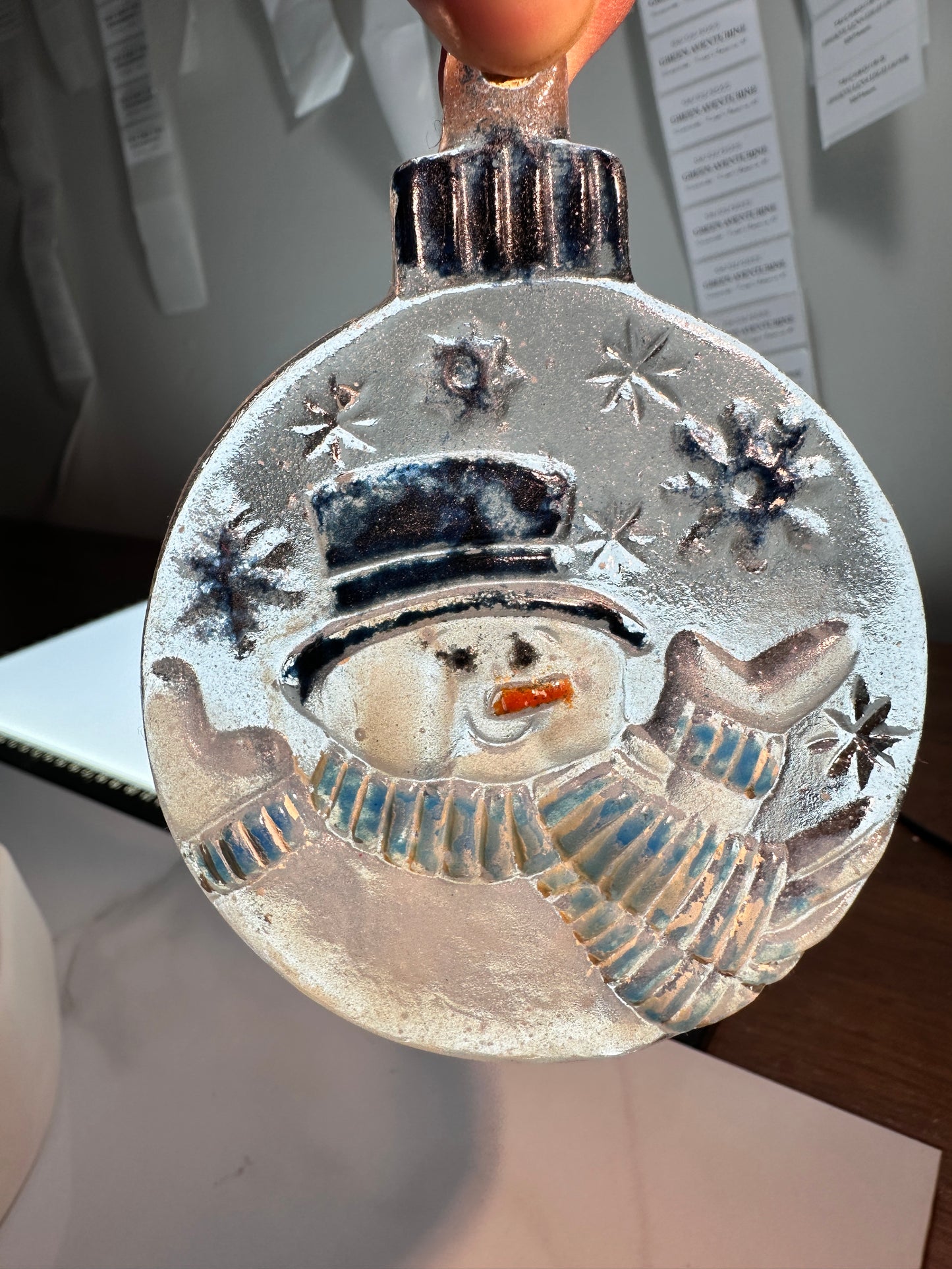 LF249 Round Snowman Flakes Ornament by Creative Paradise Inc Fusible Ceramic Molds
