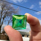 20x20mm Square High Faceted Uranium/Depression/Vaseline Green Glass Jewel - UV Reactive - Glows Under Blacklight