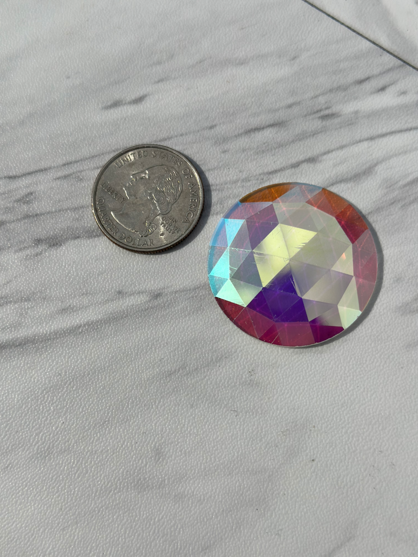 NEW SIZES! Trichroic & Irid Coated Faceted Round Jewels - Clear
