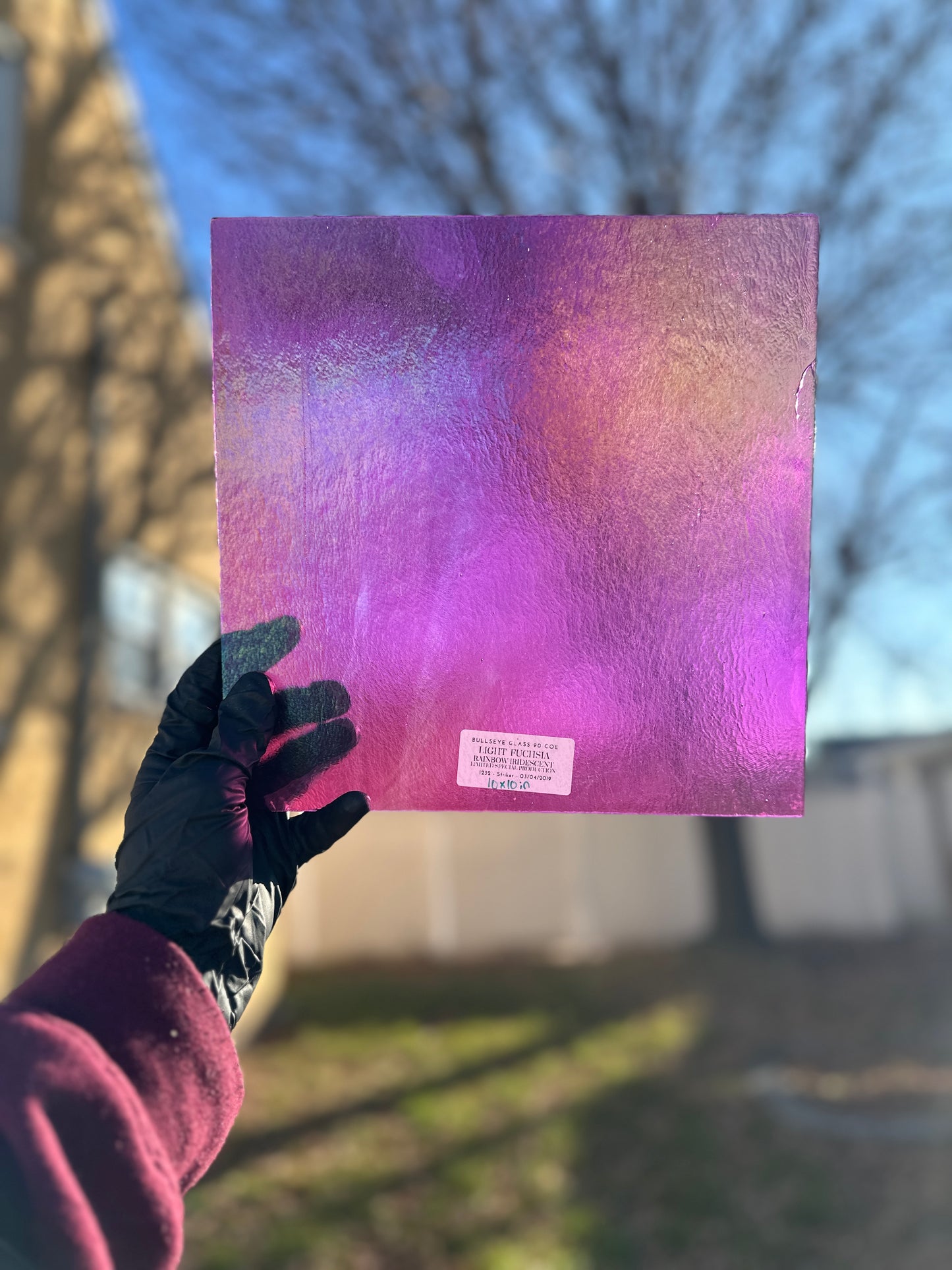 Bullseye Glass - Light Fuchsia Pink Transparent Rainbow Iridescent- 12 –  The Sprouted Plate