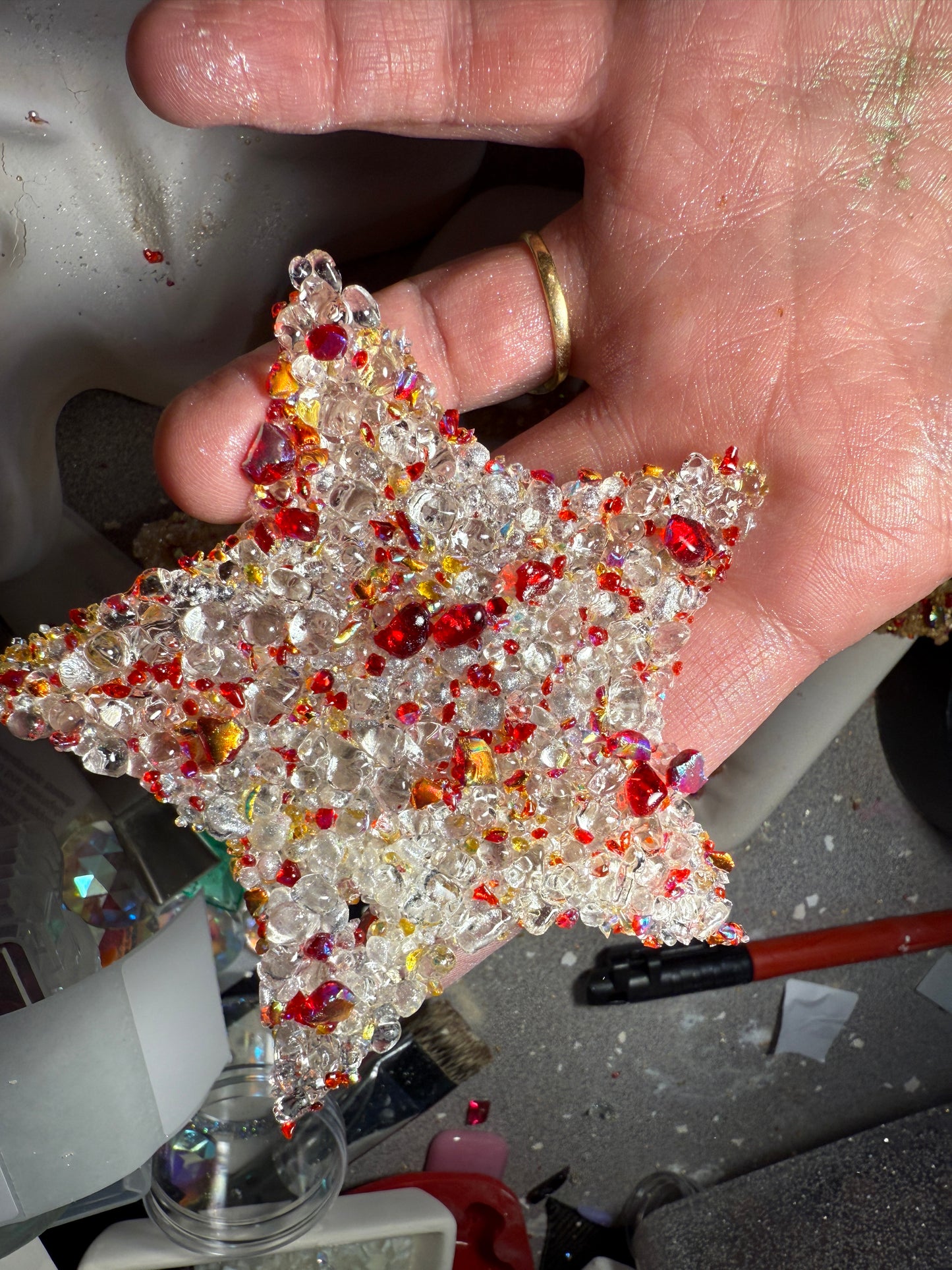 Solid Star Frosted Fused Glass Ornament