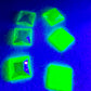 20x20mm Square High Faceted Uranium/Depression/Vaseline Green Glass Jewel - UV Reactive - Glows Under Blacklight