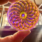 50mm Round Pinwheel in Uranium/Depression/Vaseline Glass Jewel - UV Reactive - Glows Under Blacklight