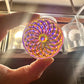 50mm Round Pinwheel in Uranium/Depression/Vaseline Glass Jewel - UV Reactive - Glows Under Blacklight