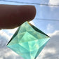 20x20mm Square High Faceted Uranium/Depression/Vaseline Green Glass Jewel - UV Reactive - Glows Under Blacklight