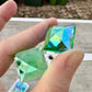 20x20mm Square High Faceted Uranium/Depression/Vaseline Green Glass Jewel - UV Reactive - Glows Under Blacklight