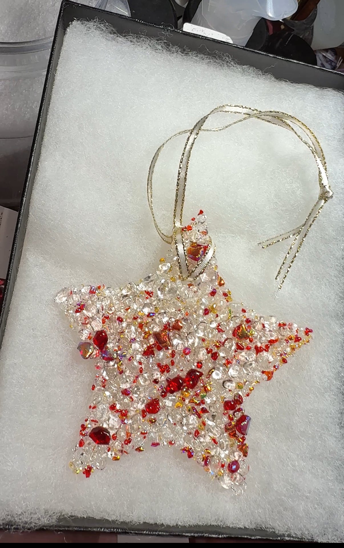 Solid Star Frosted Fused Glass Ornament