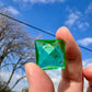 20x20mm Square High Faceted Uranium/Depression/Vaseline Green Glass Jewel - UV Reactive - Glows Under Blacklight