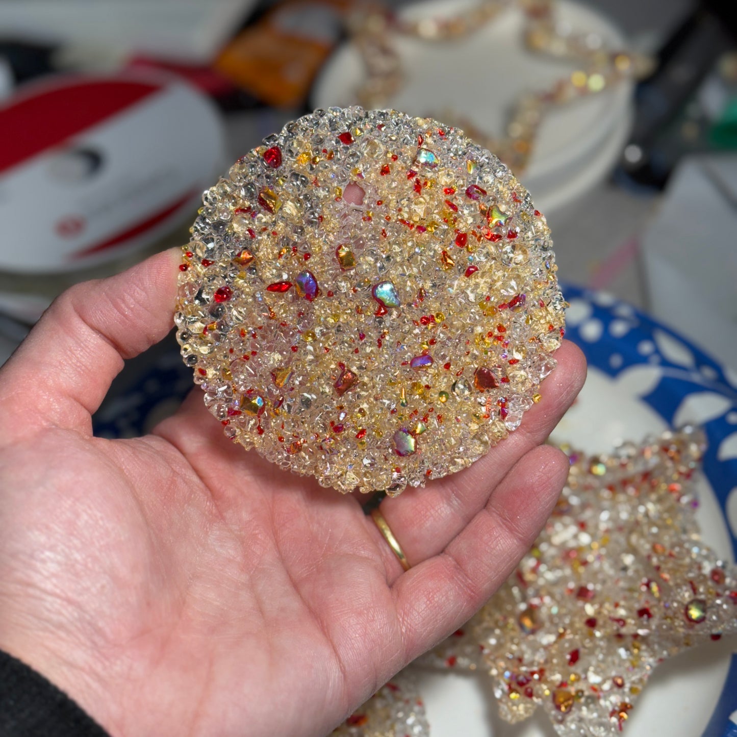 Round Circle Frosted Fused Glass Ornament