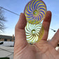 50mm Round Pinwheel in Uranium/Depression/Vaseline Glass Jewel - UV Reactive - Glows Under Blacklight