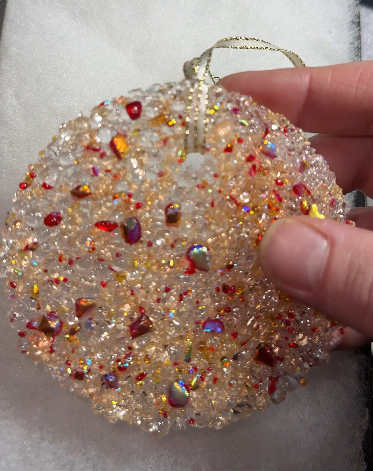 Round Circle Frosted Fused Glass Ornament