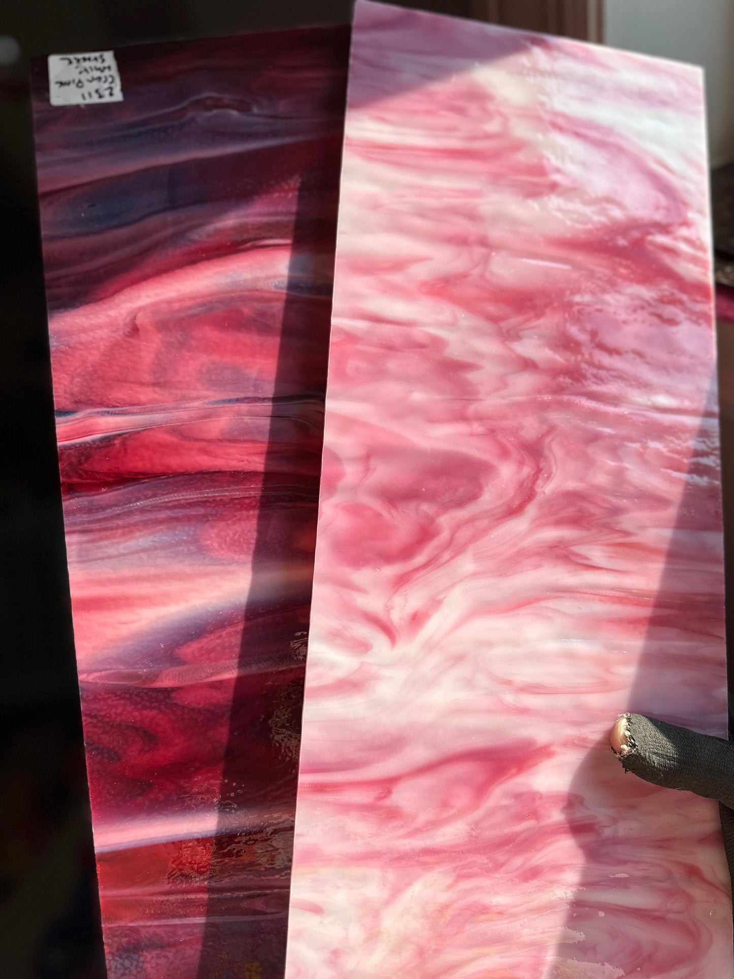 Bullseye Glass - 2311 - Cranberry Pink Trans & White Opal Streaky 90coe