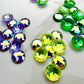 NEW 30mm Faceted Round Uranium/Depression/Vaseline Glass Jewel - UV Reactive - Glows Under Blacklight