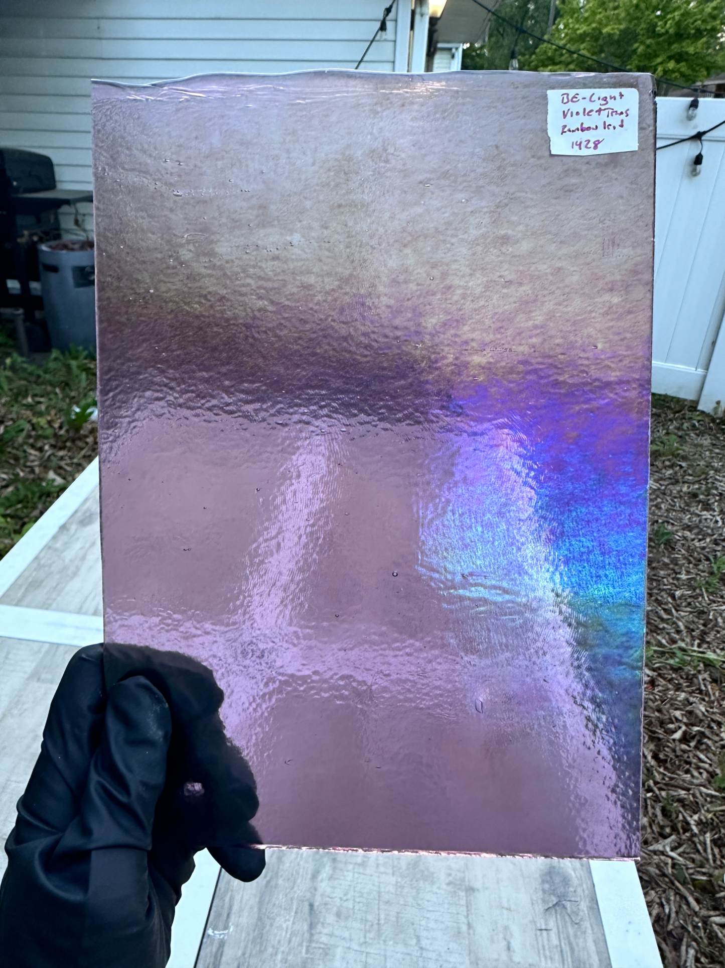 1428 Light Violet Rainbow Iridescent Transparent Bullseye Glass Fusible 90coe