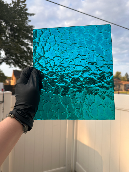 RARE Wavolite Aqua Blue Kokomo Art Glass Non Fusible Sheet Glass - Stained Glass and Mosaics ONE size 9.5 x 8+ inches