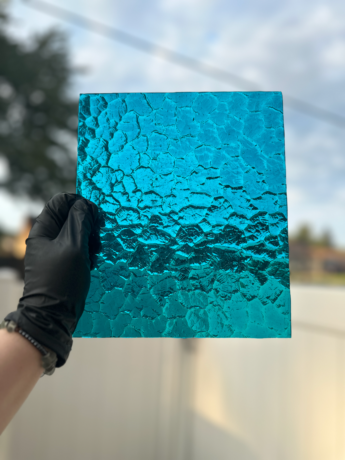 RARE Wavolite Aqua Blue Kokomo Art Glass Non Fusible Sheet Glass - Stained Glass and Mosaics ONE size 9.5 x 8+ inches