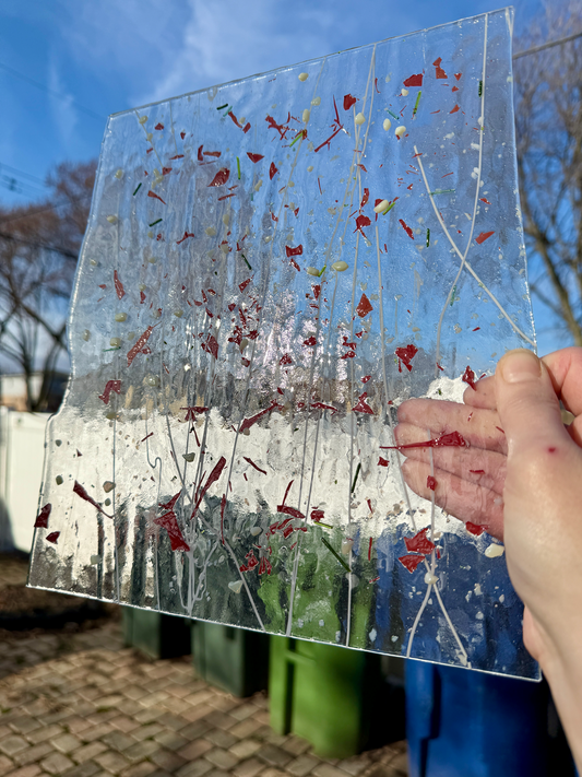 Handmade Limited Edition Bullseye Glass Holiday Crackle n' Bits Sheet Glass- Stained Glass, Mosaic, Fusible 90coe