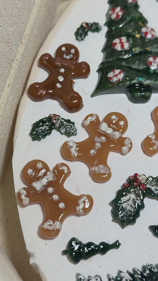 Gingerbread Men Fused Glass Hand Painted Magnets or Charms Assorted Colors