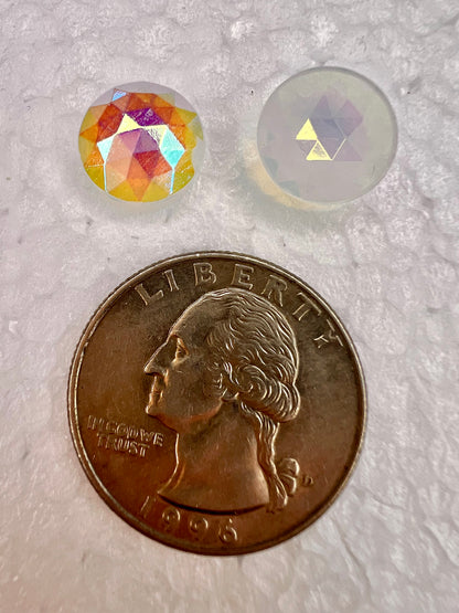 11mm Jewel - Round Faceted Trichroic Irid - Instock to Quickly Ship