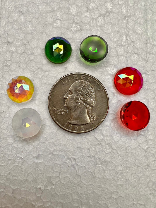 11mm Jewel - Round Faceted Trichroic Irid - Instock to Quickly Ship