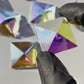 Trichroic Irid Pyramid Prism Faceted Squares 18mm & 30mm - German Made Glass Jewels