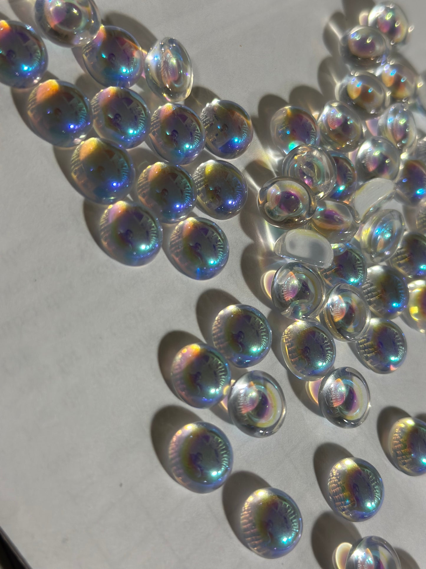 12mm Smooth Flat Back Jewel - Trichroic Iridescence - In Stock to Quickly Ship