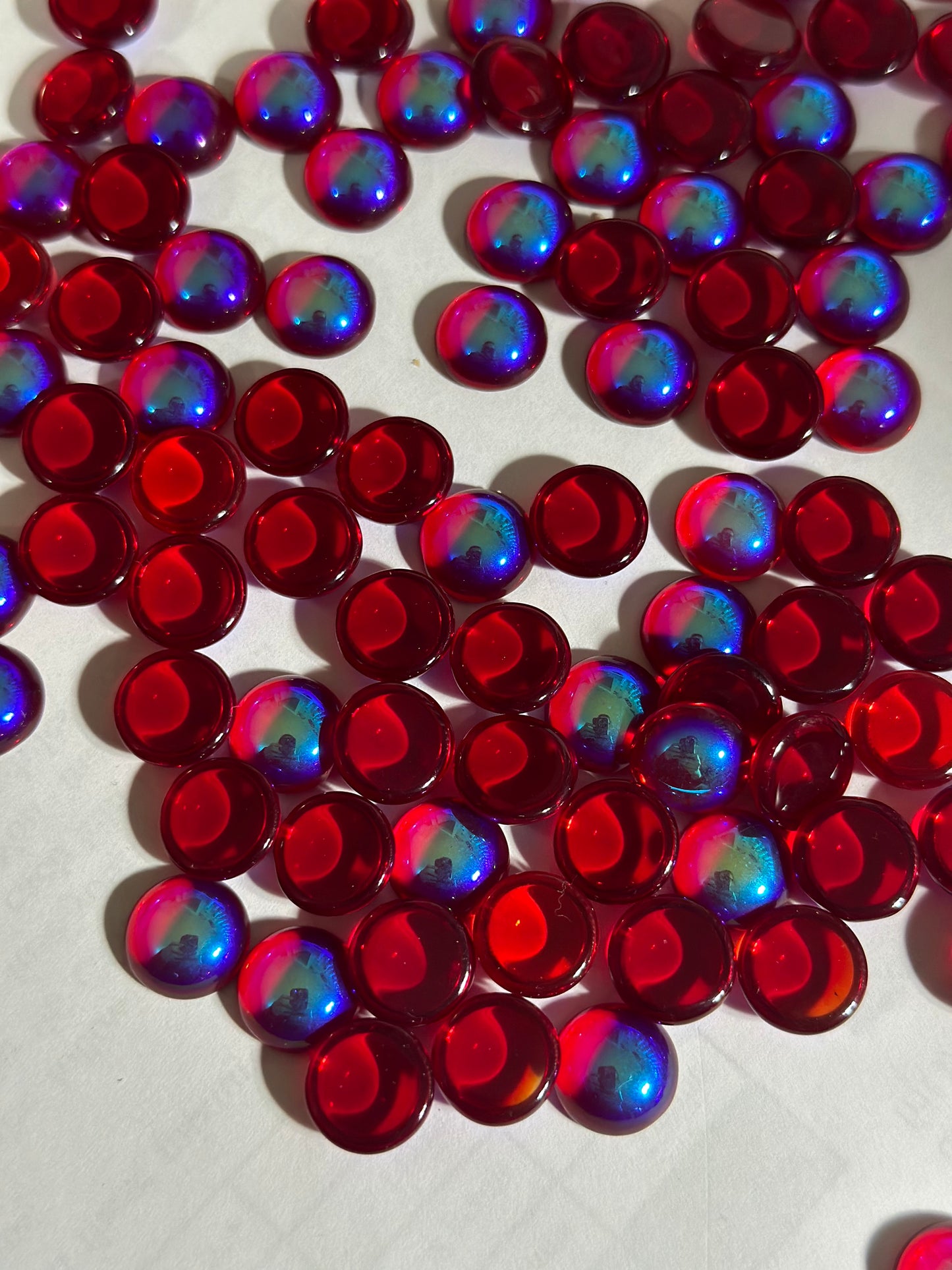 12mm Smooth Flat Back Jewel - Trichroic Iridescence - In Stock to Quickly Ship