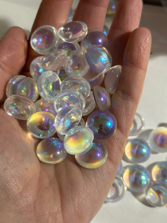 18mm High Dome Smooth Flat Back Jewel - Trichroic Iridescence - In Stock to Quickly Ship