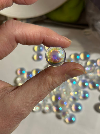 18mm High Dome Smooth Flat Back Jewel - Trichroic Iridescence - In Stock to Quickly Ship