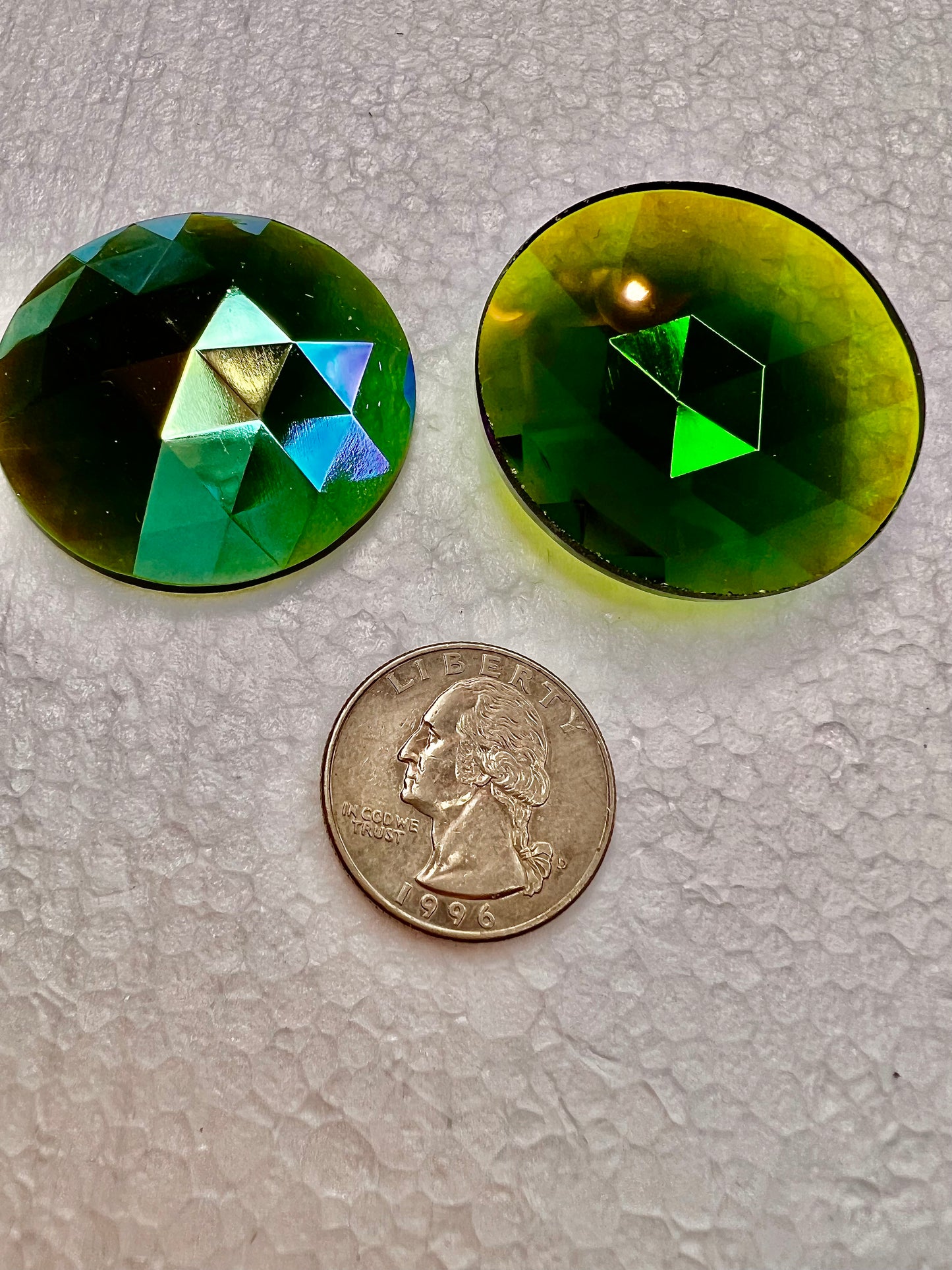 40mm Jewel- Round Faceted Trichroic Irid - In Stock to Quickly Ship