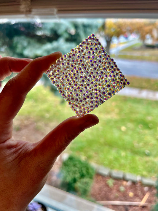 Pearl Square Jewel 30, 40, & 50mm Square Trichroic Iridescent