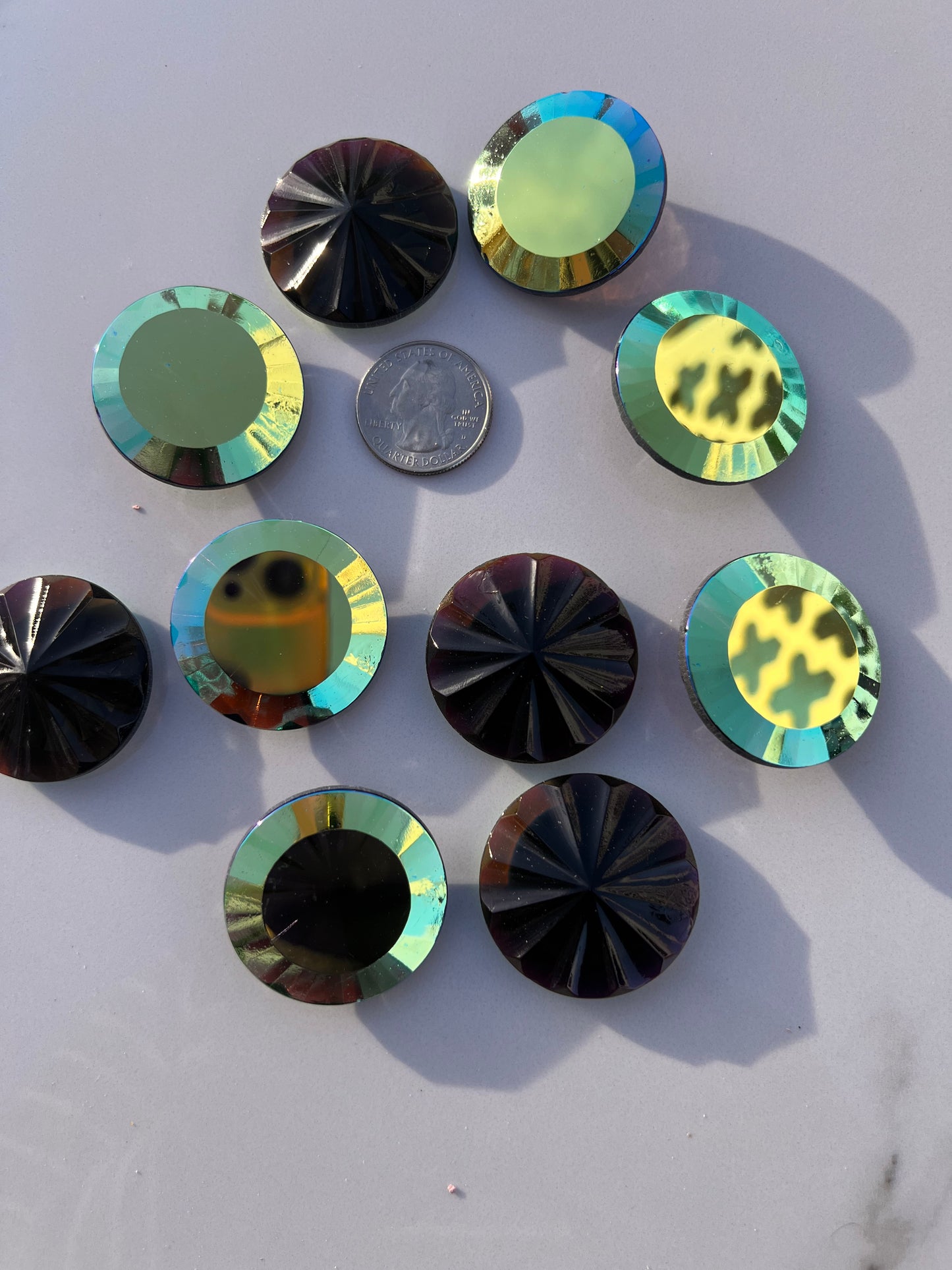 Trichroic Irid Round Fluted Faceted 35mm Jewel - 3 Colors